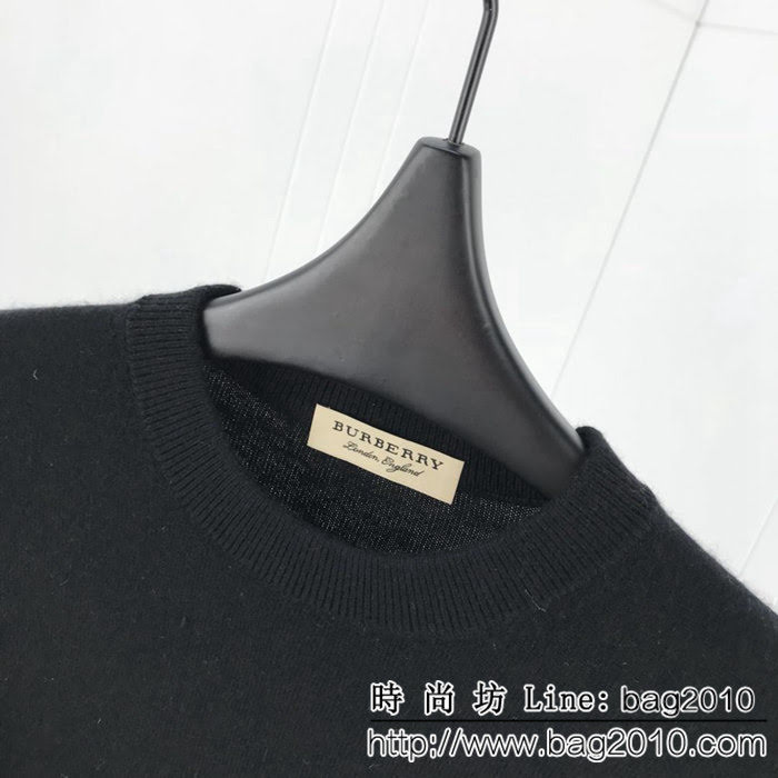 Burberry巴寶莉 18ss秋冬新款貂絨羊毛衫 騎士刺繡小logo 袖子經典格紋 100%羊毛面料 高版本 ydi2344